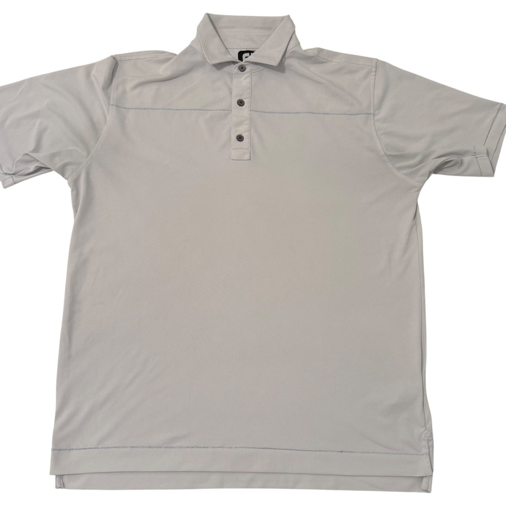 FootJoy Men Golf Polo Shirt Gray‎ Performance Stretch Short Sleeve FJ Logo Large